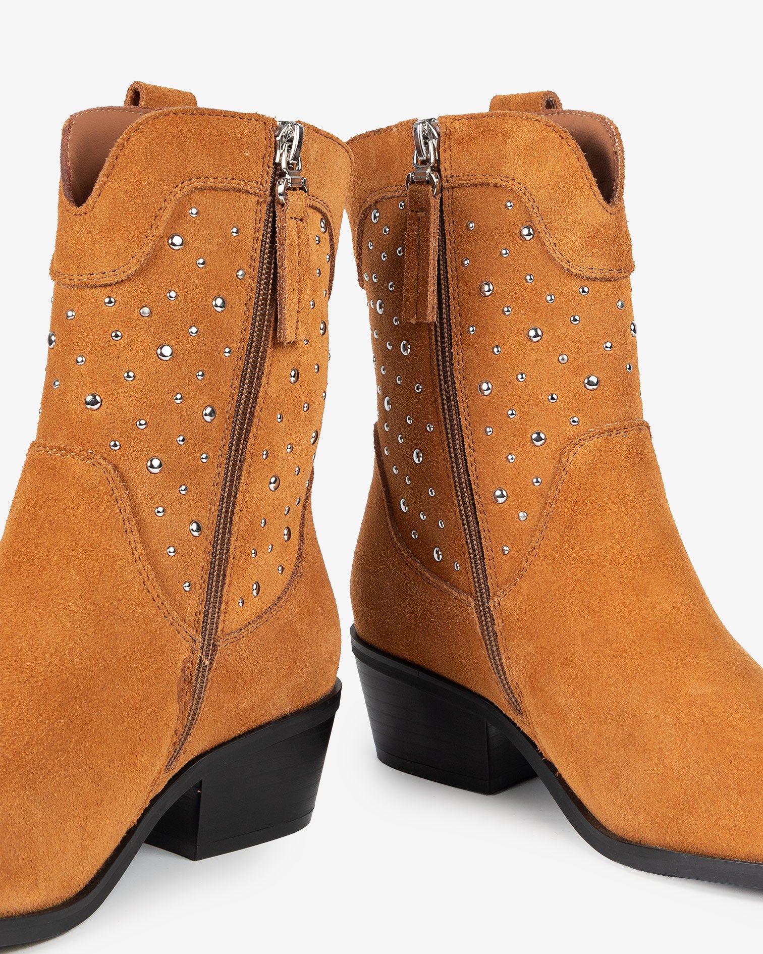 Brown Suede Ankle Boot with Studs Senda