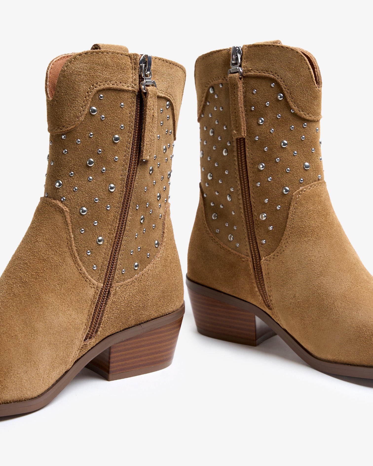 Brown Suede Ankle Boot with Studs Senda