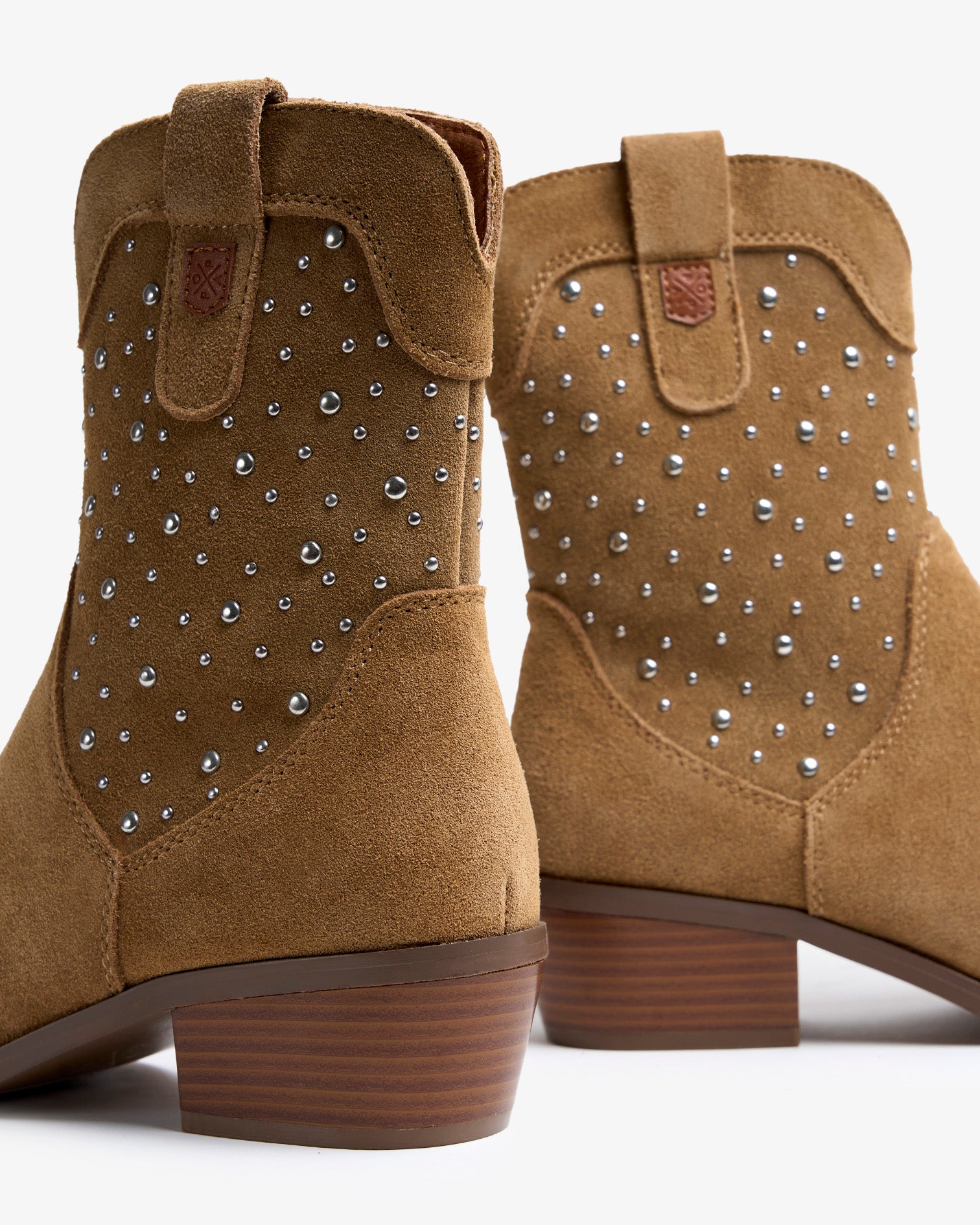 Brown Suede Ankle Boot with Studs Senda