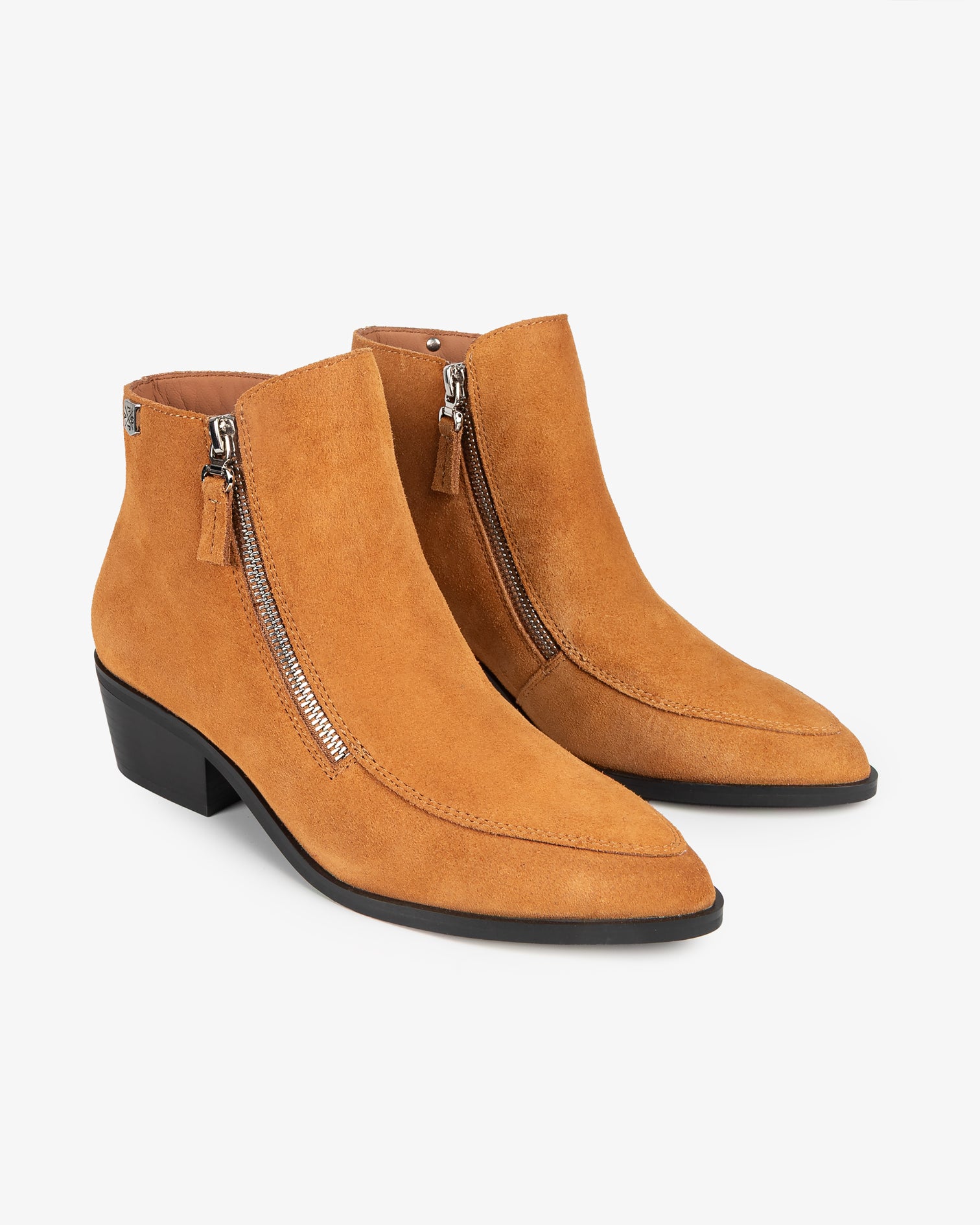 Brown Suede Ankle Boot with Urban Zipper