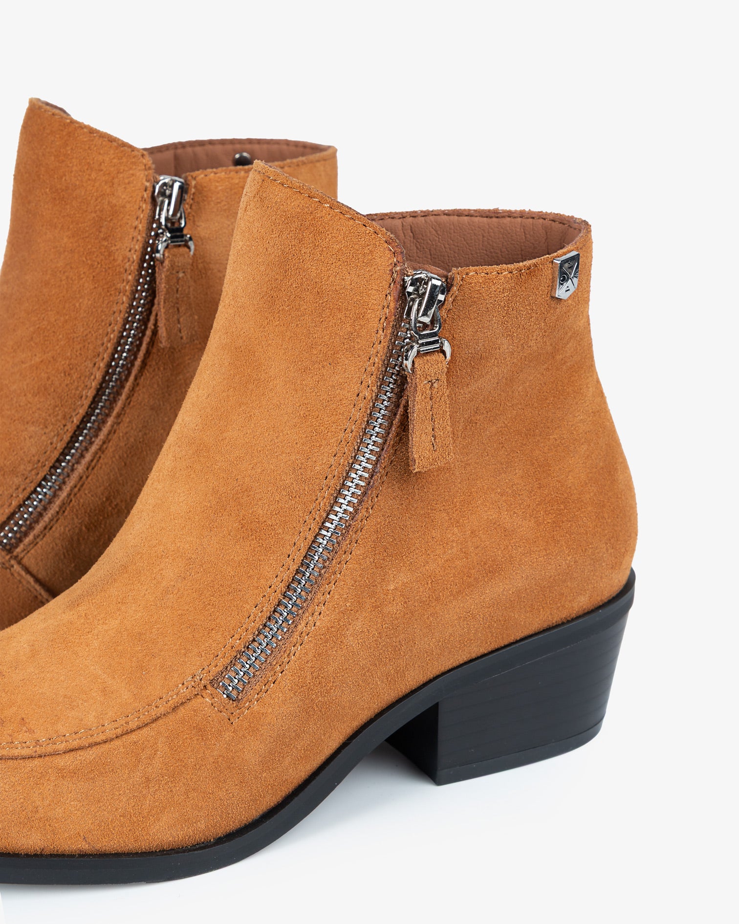 Brown Suede Ankle Boot with Urban Zipper