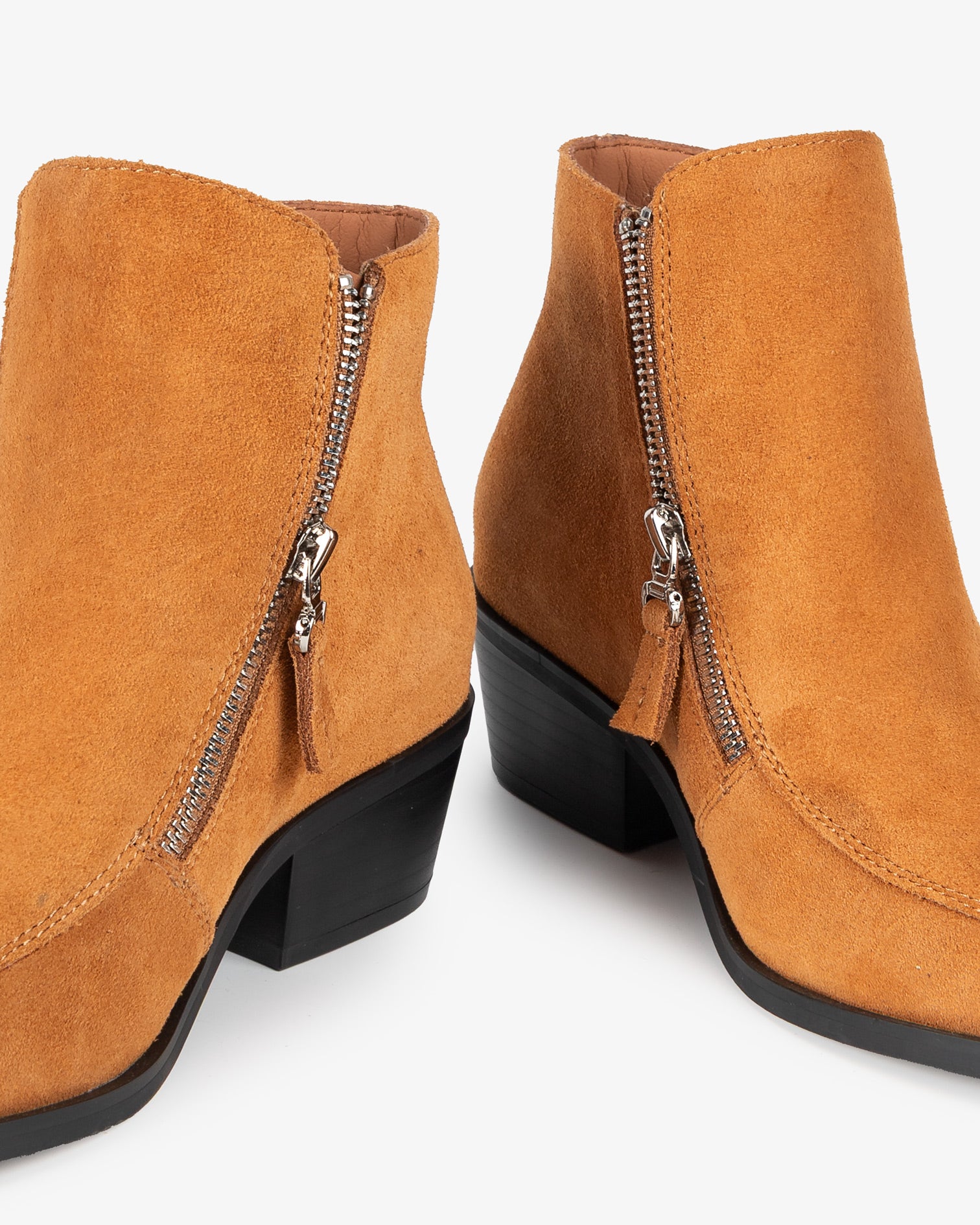 Brown Suede Ankle Boot with Urban Zipper