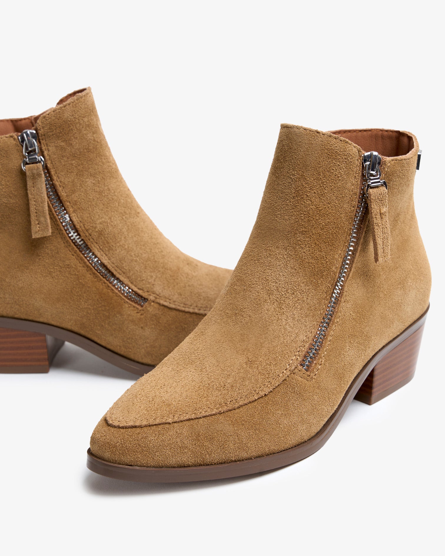 Brown Suede Ankle Boot with Urban Zipper