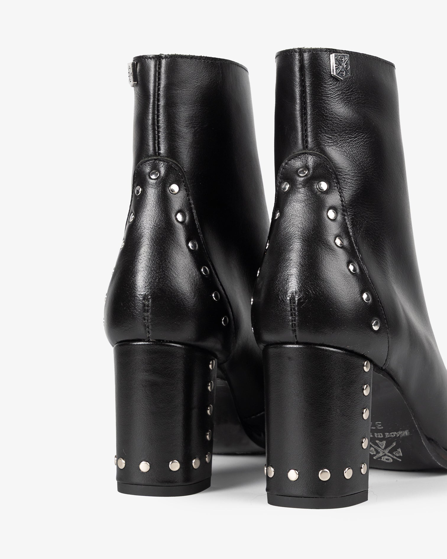 Black Leather Ankle Boot with Studs Atenea