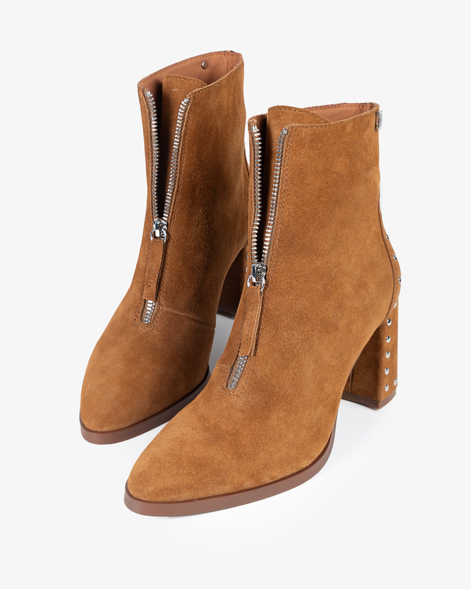 Brown Suede Ankle Boot with Studs Atenea