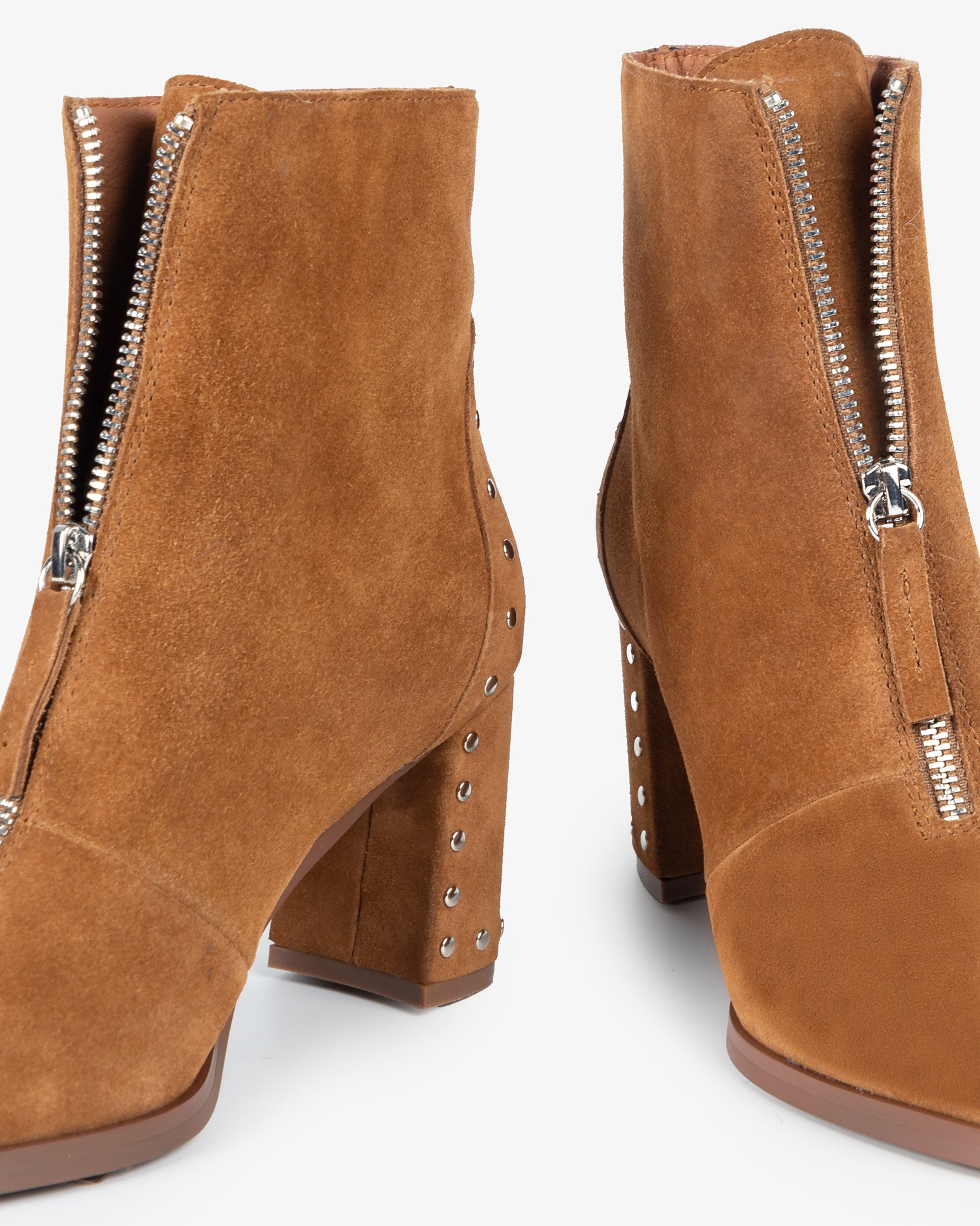 Brown Suede Ankle Boot with Studs Atenea