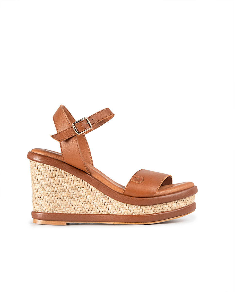 High Jute Bandon Leather Wedge with buckle