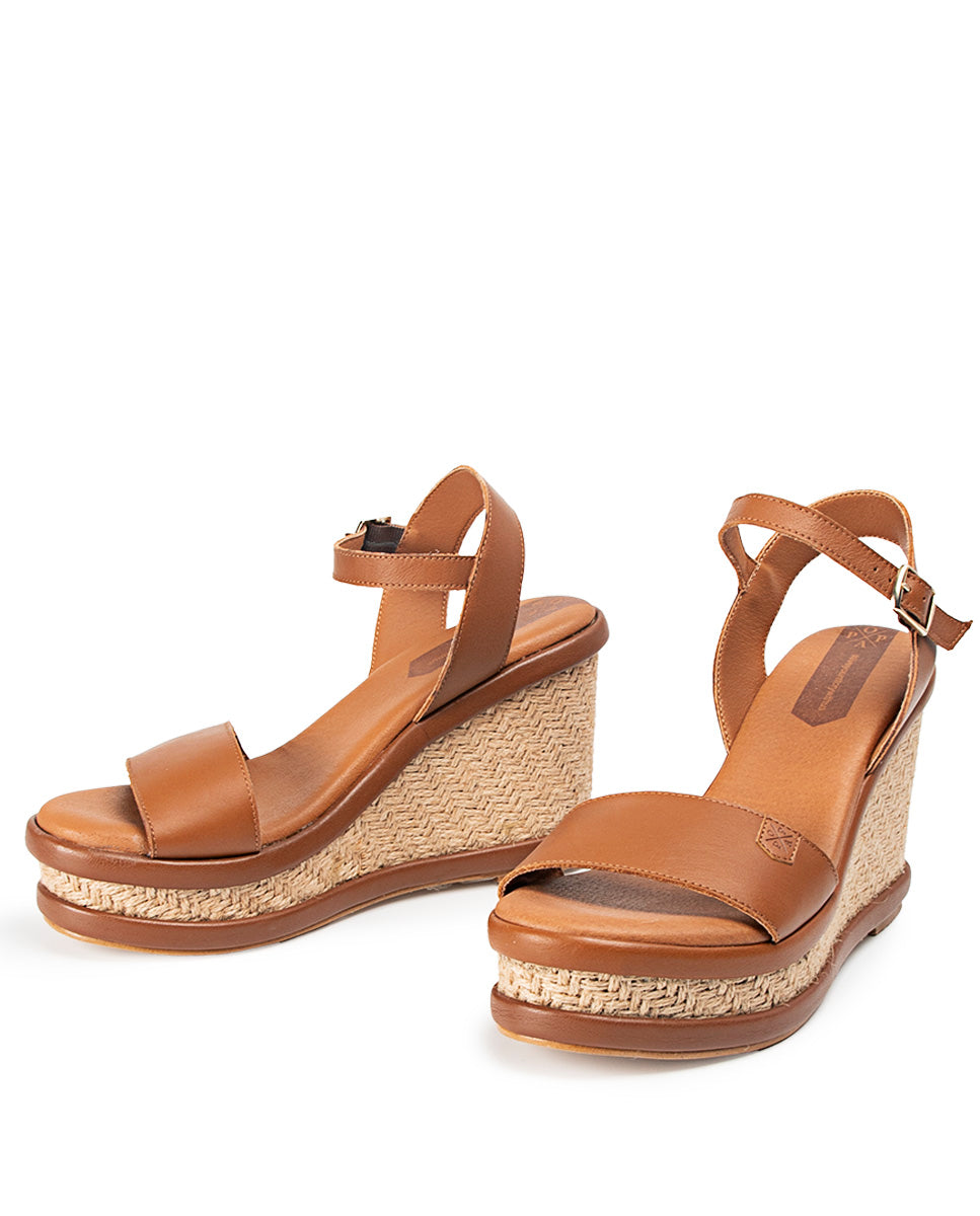 High Jute Bandon Leather Wedge with buckle