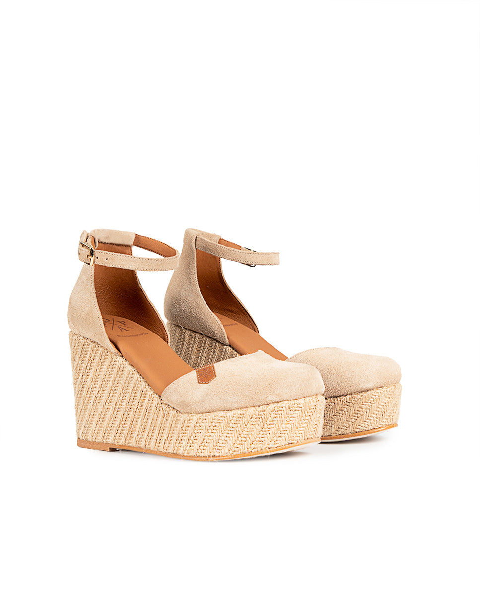 Ambolo Full Beige High Wedge with buckle