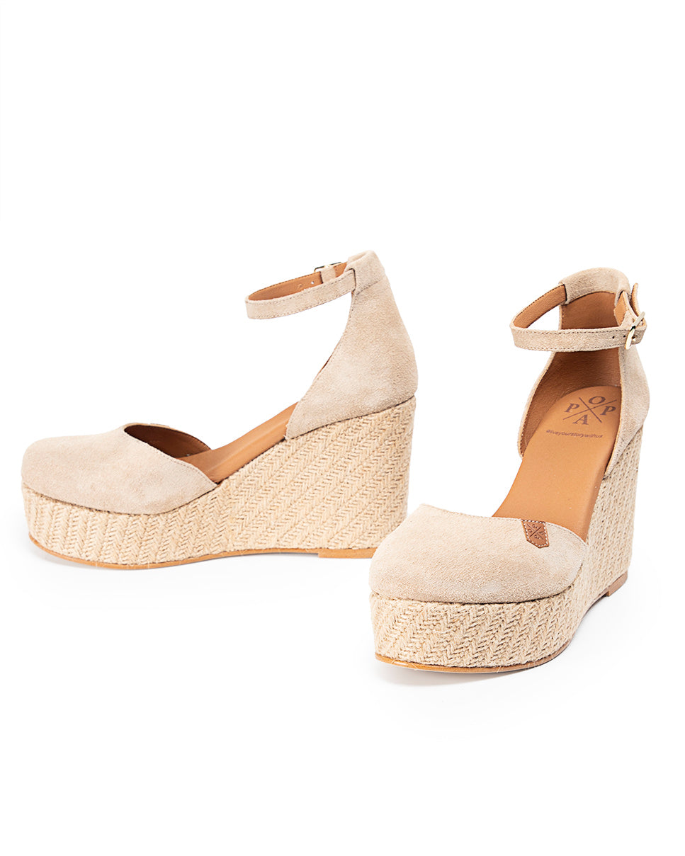 Ambolo Full Beige High Wedge with buckle