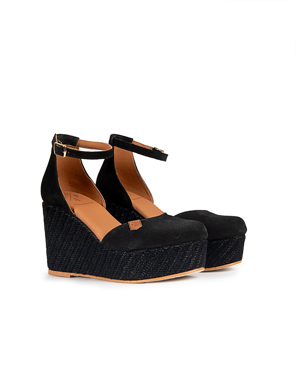 Ambolo Full Black High Wedge with buckle