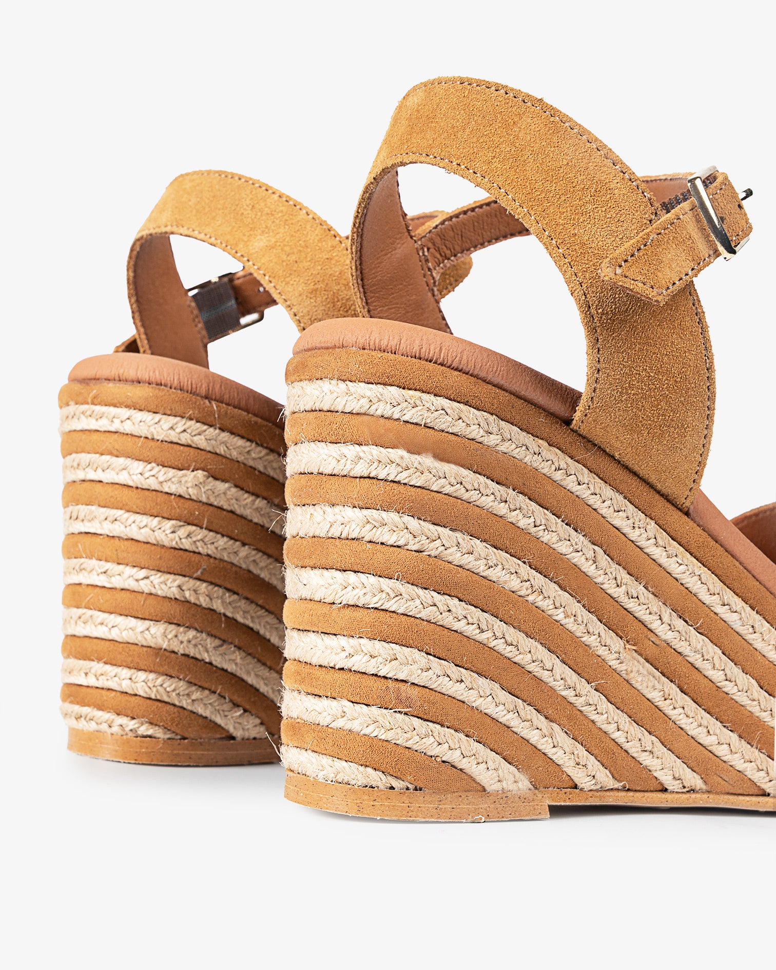 High Wedge Coral Suede Leather