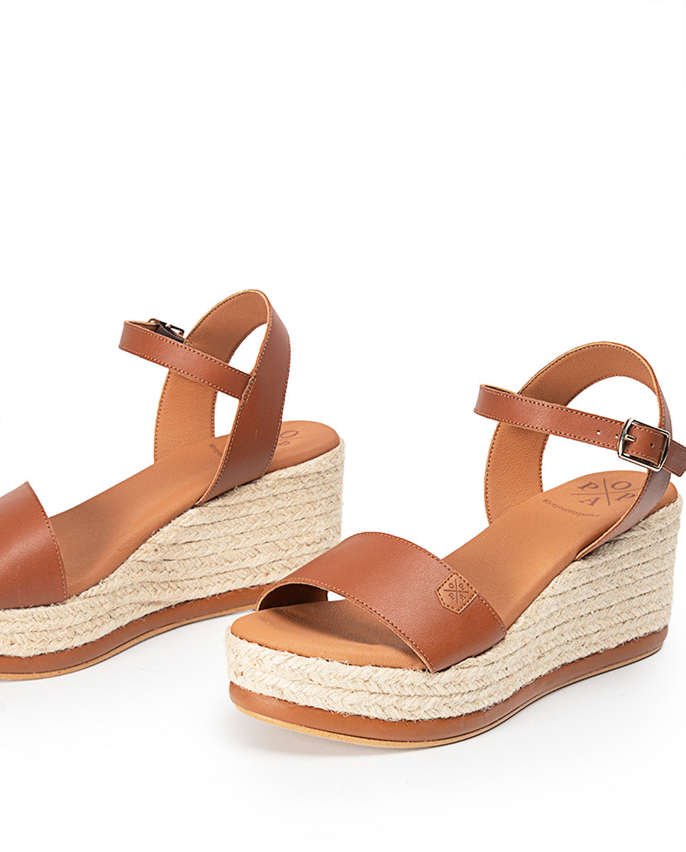 Low Jute Arambol Leather Wedge with buckle