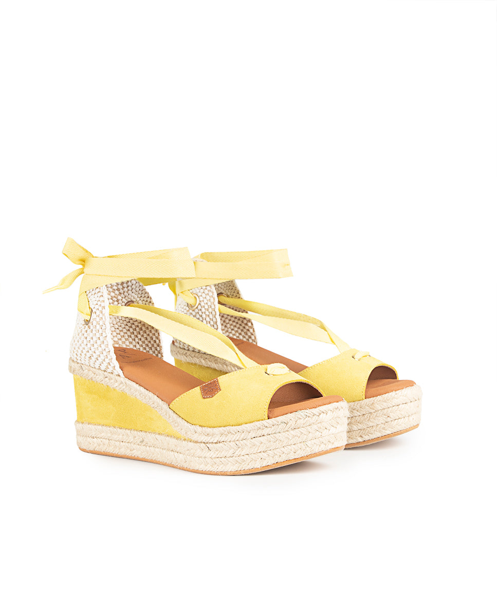 Low Jute Wedge Tied Valdes Yellow Suede