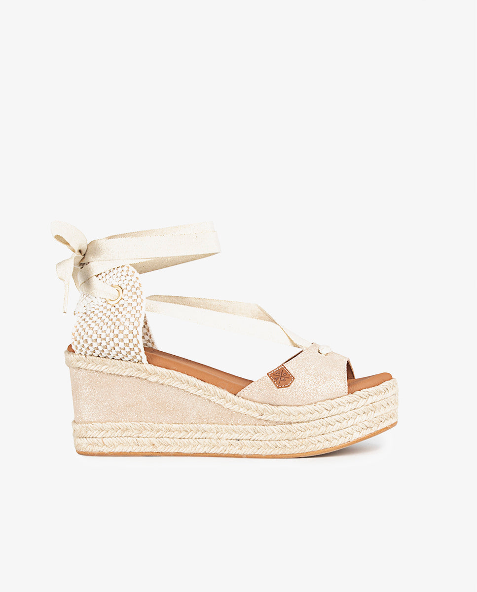 Low Jute Wedge Tied Valdes Boreal Platinum