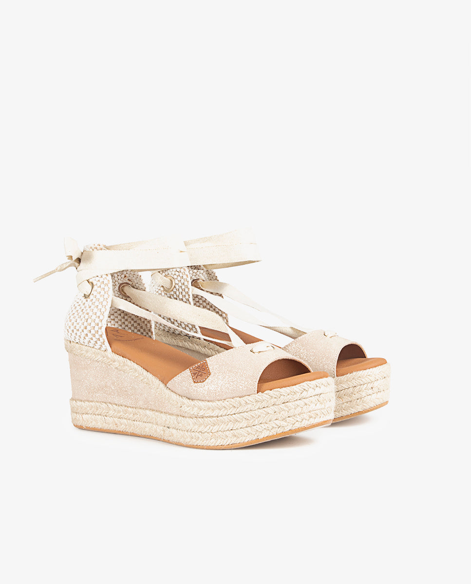 Low Jute Wedge Tied Valdes Boreal Platinum