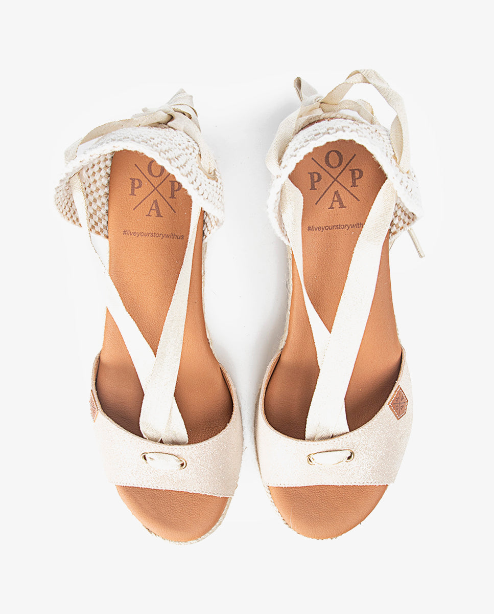 Low Jute Wedge Tied Valdes Boreal Platinum