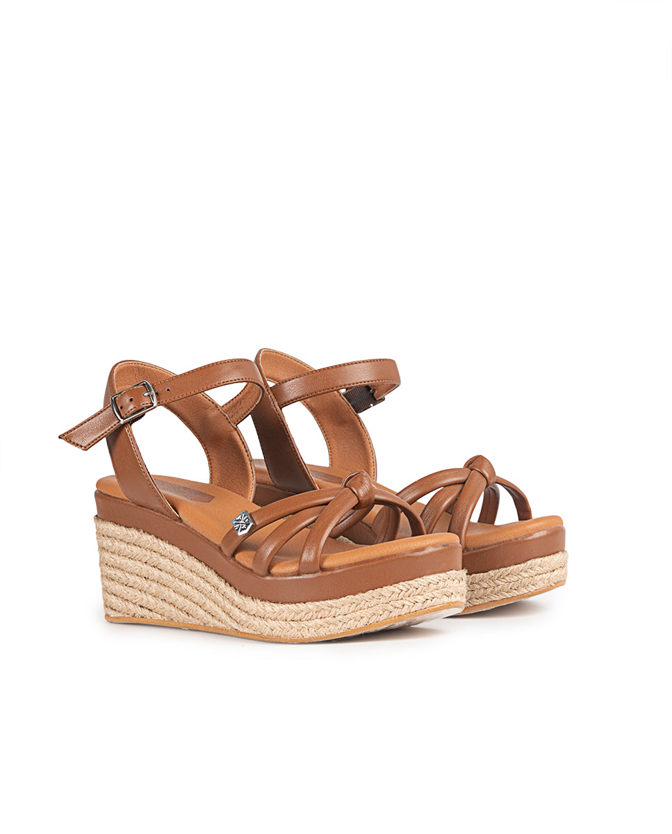 Low Jute Tampa Leather Wedge with buckle