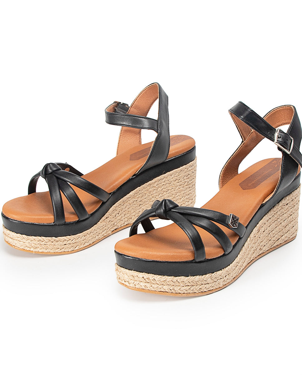 Low Jute Tampa Black Wedge with buckle