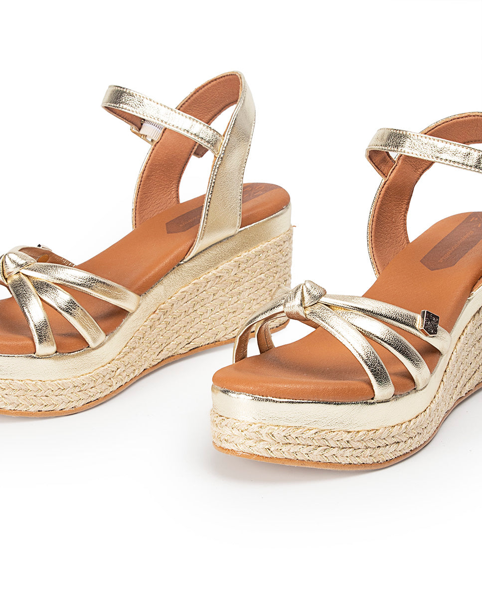 Low Jute Tampa Laminated Platinum Wedge with buckle