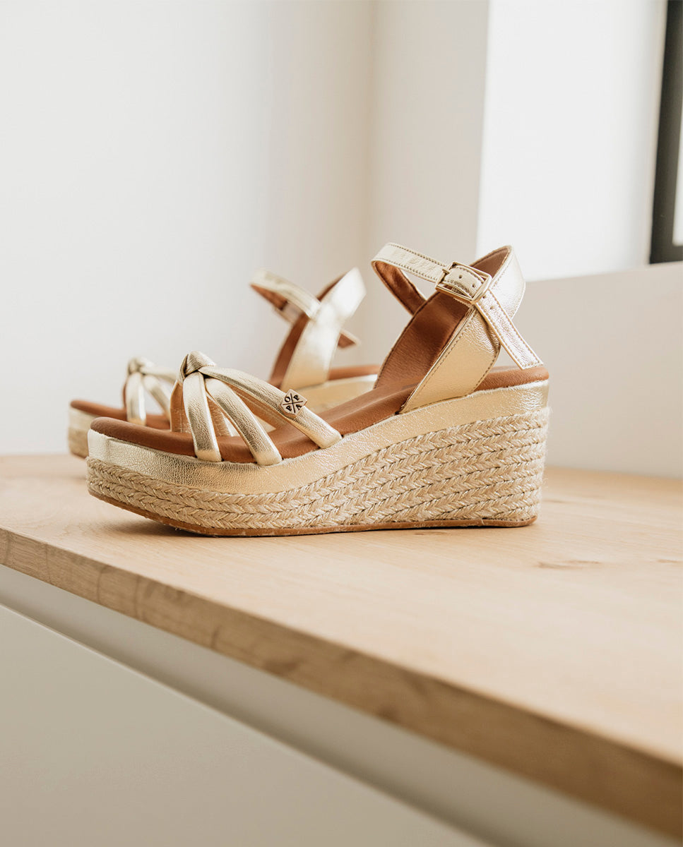 Gold wedge mules on sale