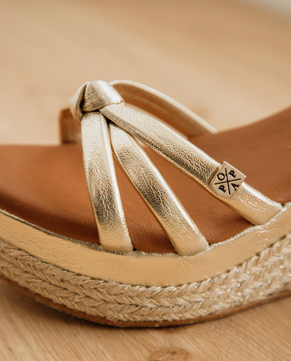 Low Jute Tampa Laminated Platinum Wedge with buckle