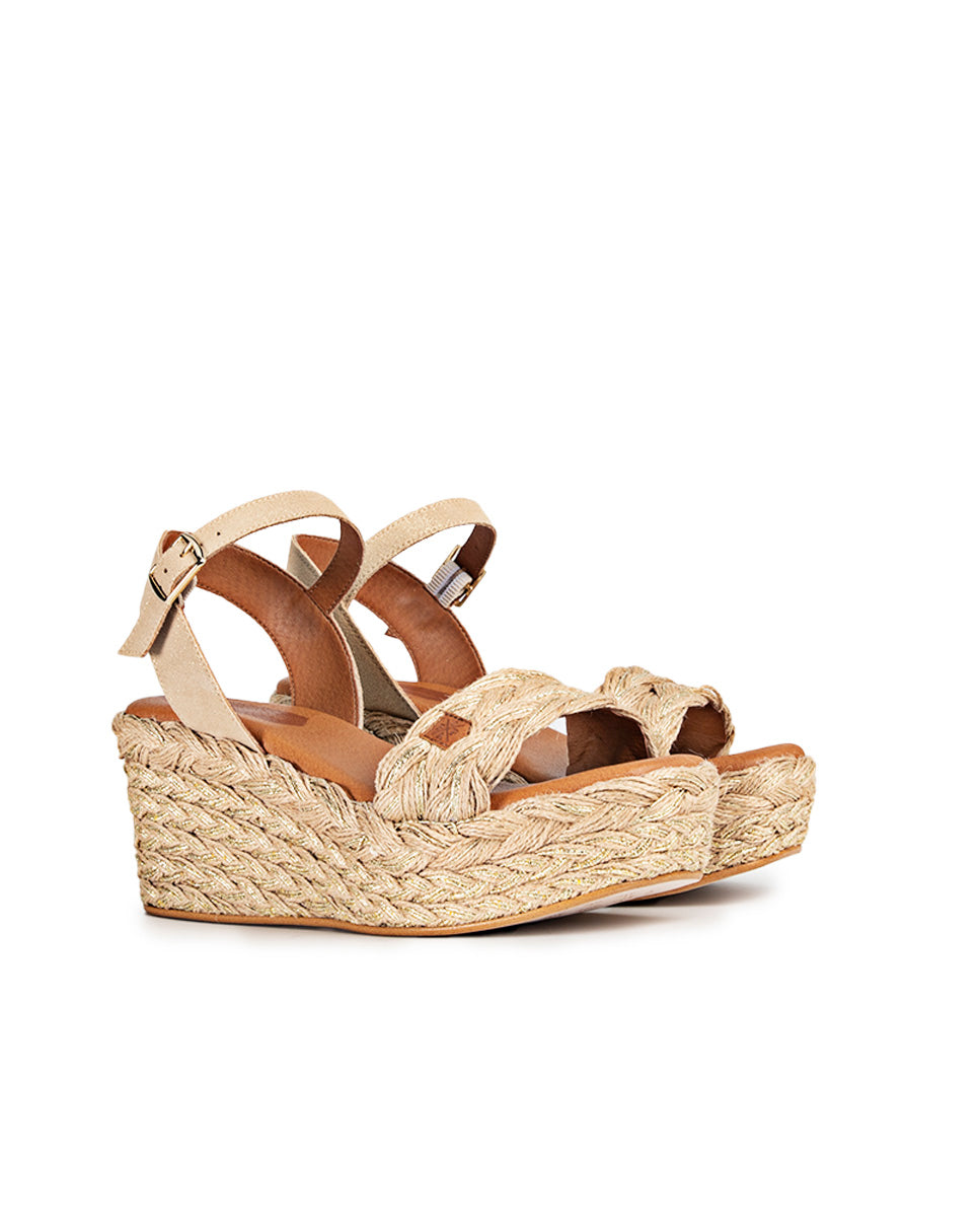 Low Jute Cameroon Platinum Wedge with buckle