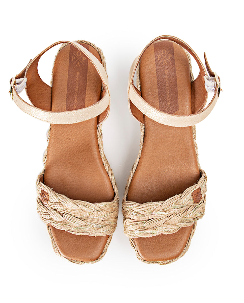 Low Jute Cameroon Platinum Wedge with buckle