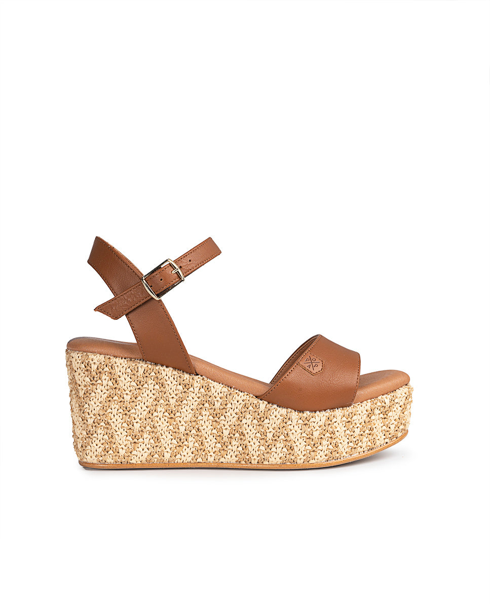Low Jute Bombay Skin Leather Wedge with buckle