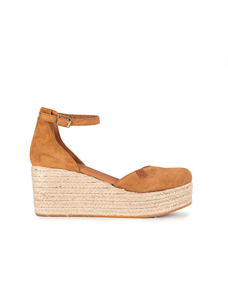 Bas Jute Wedge Cantalar Split Cuir avec boucle
