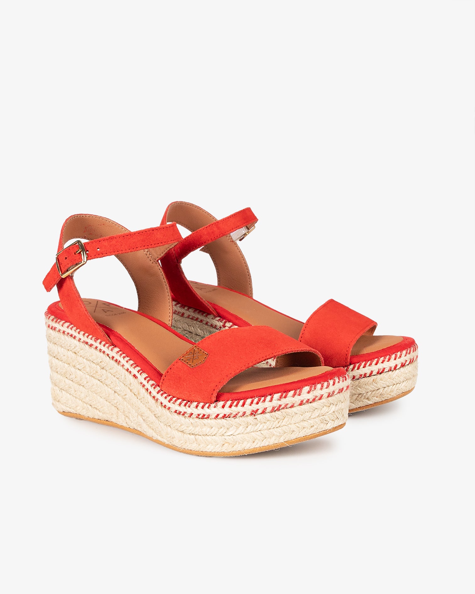 Compensée Basse Arambol Cuir Velours Rouge