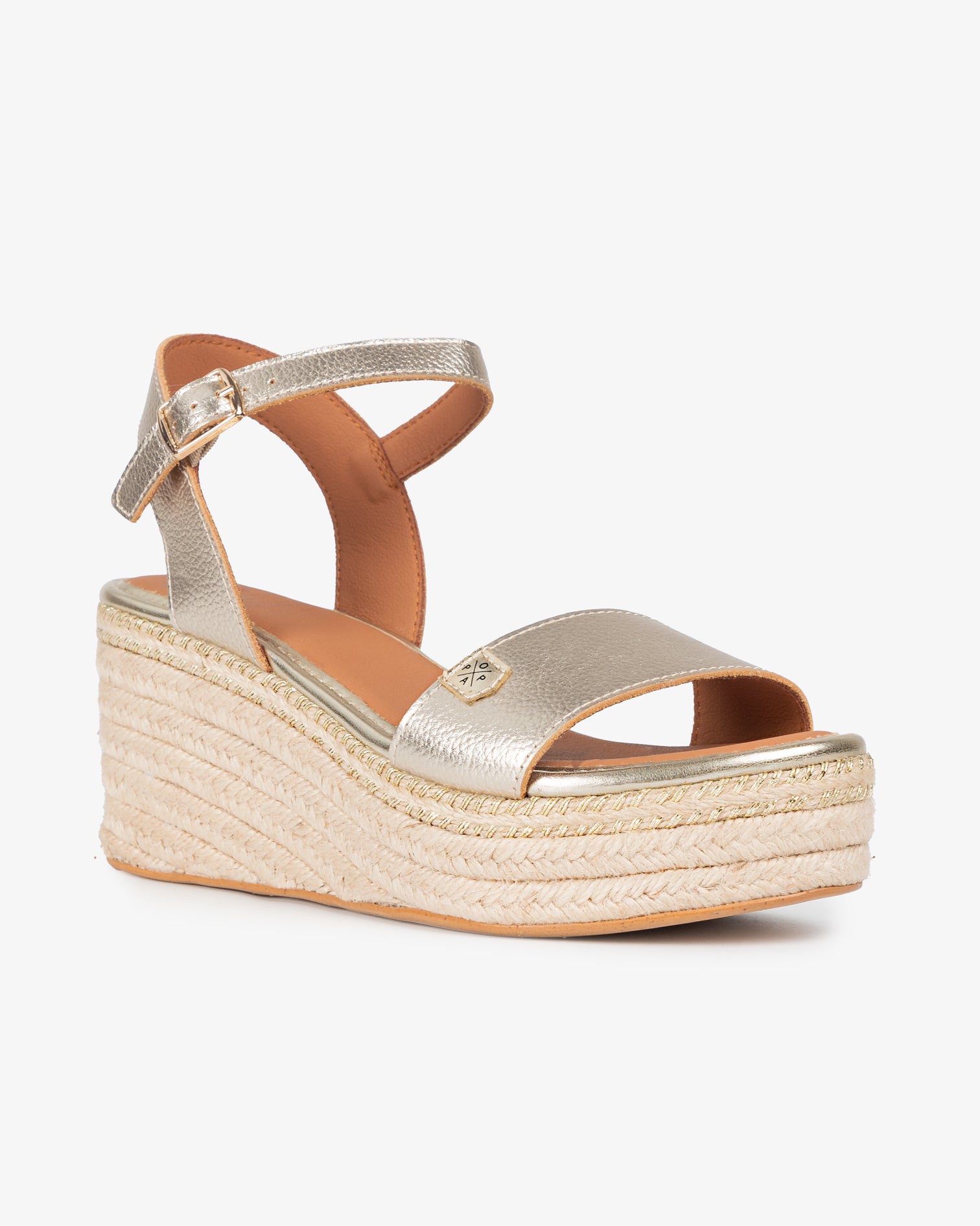 Arambol Gold Laminated Low Wedge with Buckle