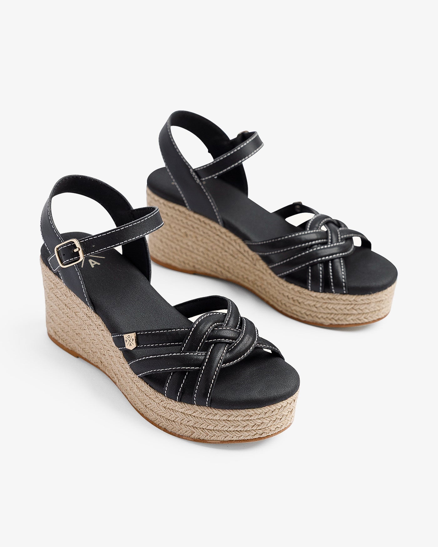 Cuña Marinha Tiras Negro 35