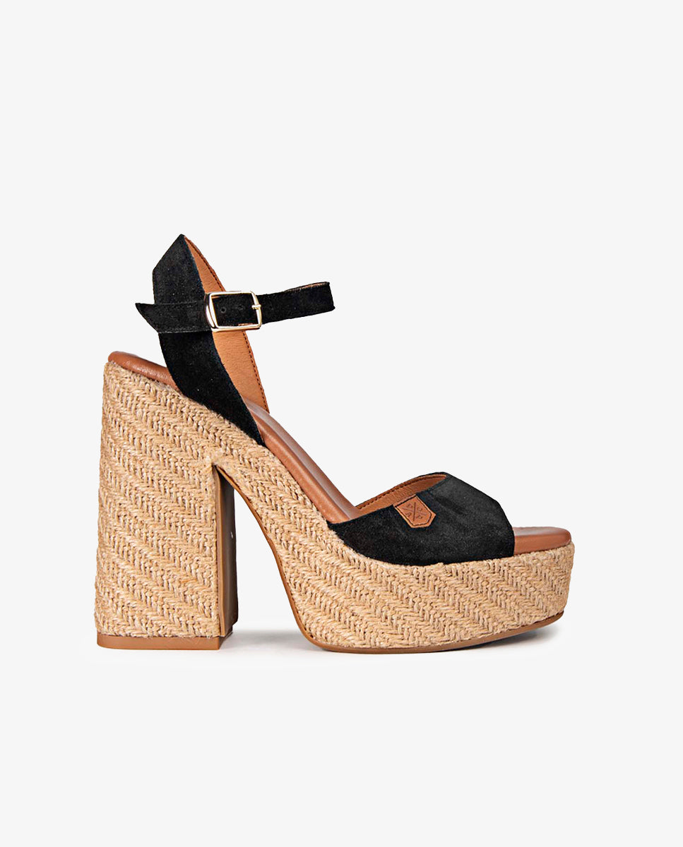 Black Split Monsul Heel Wedge