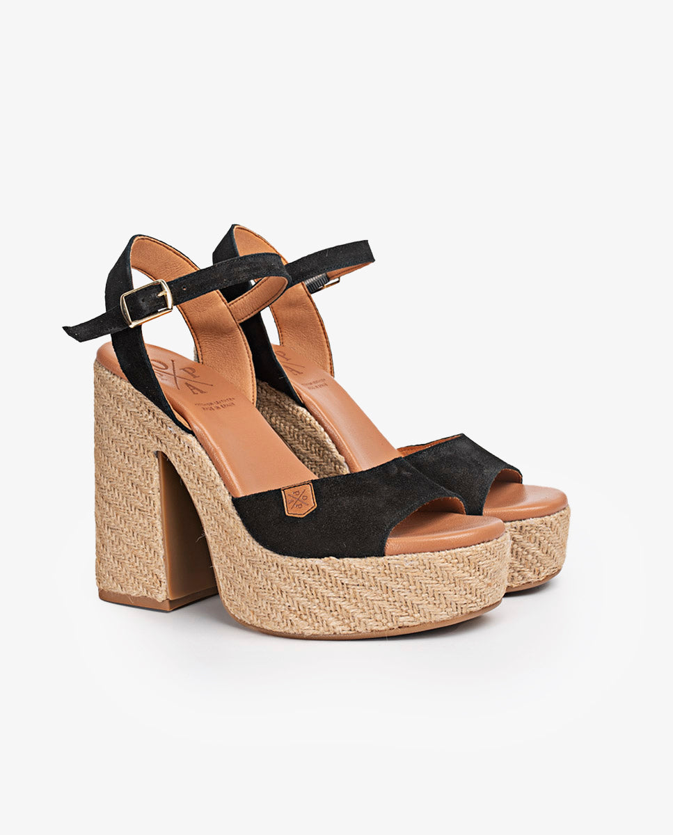 Black Split Monsul Heel Wedge