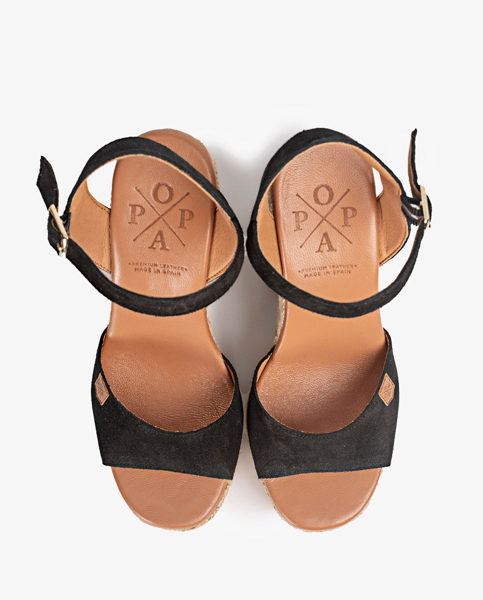 Black Split Monsul Heel Wedge