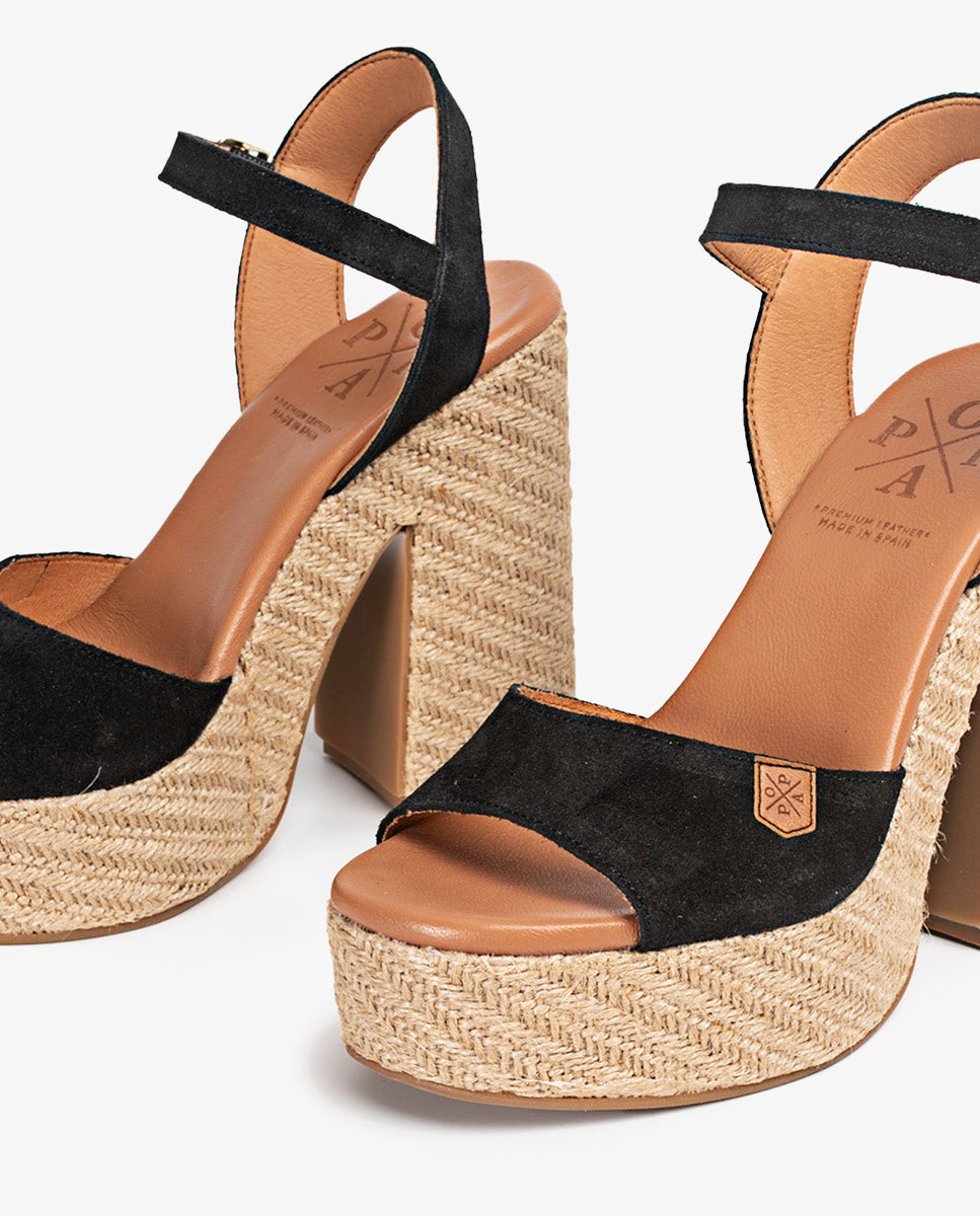 Black Split Monsul Heel Wedge