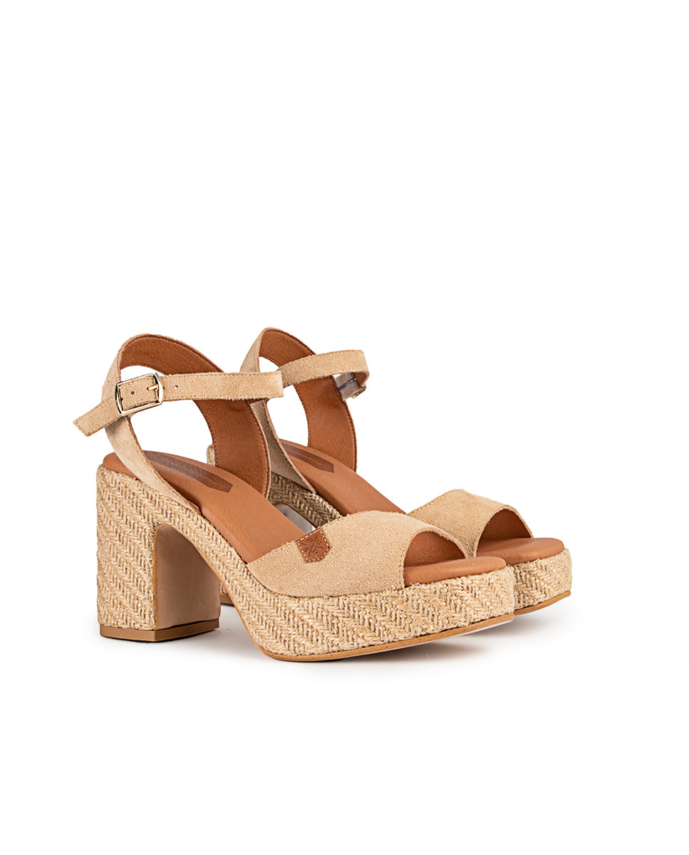 Cuña Tacón Marsella Serraje Beige