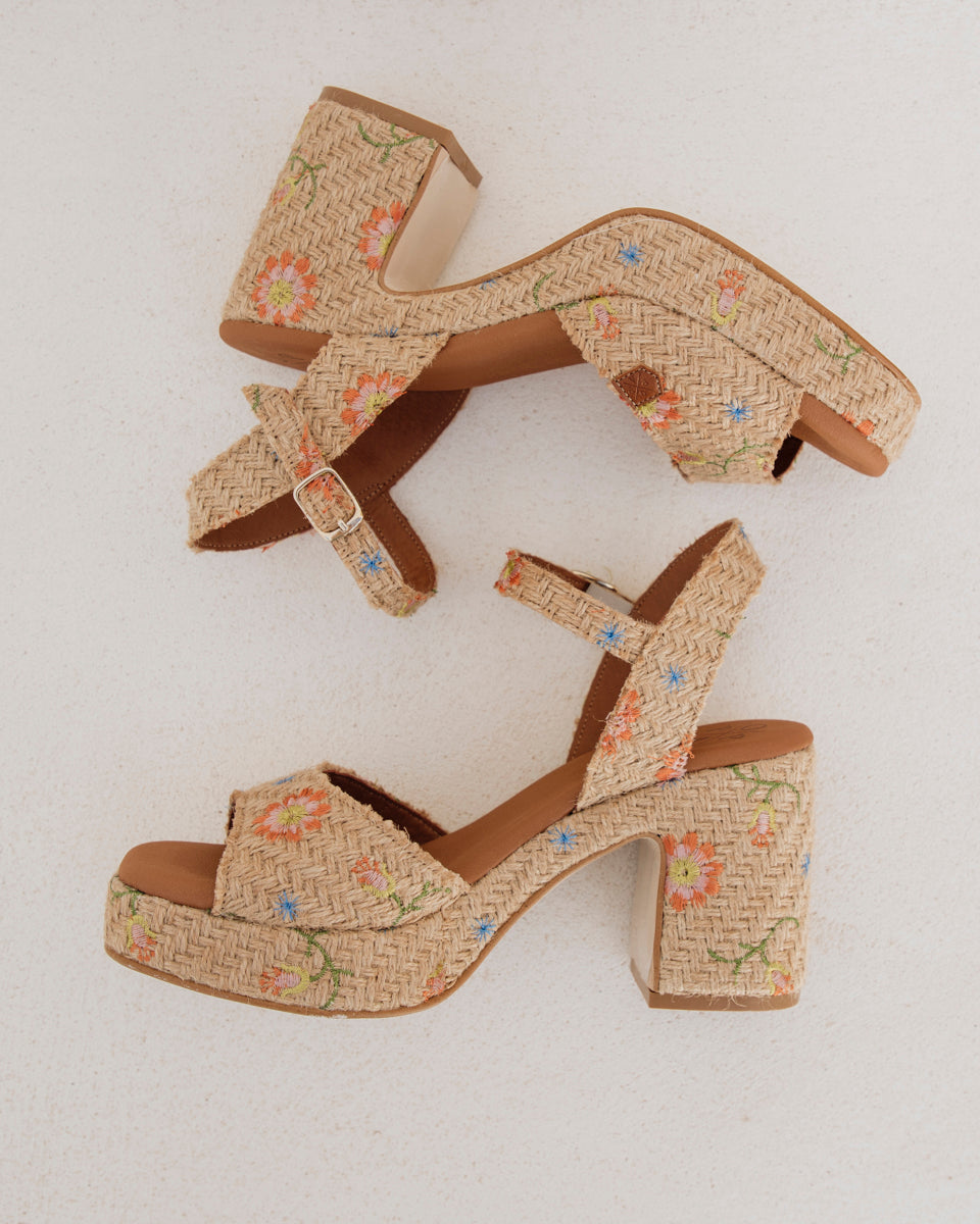 Multi Flowers Marseille Heel Sandal