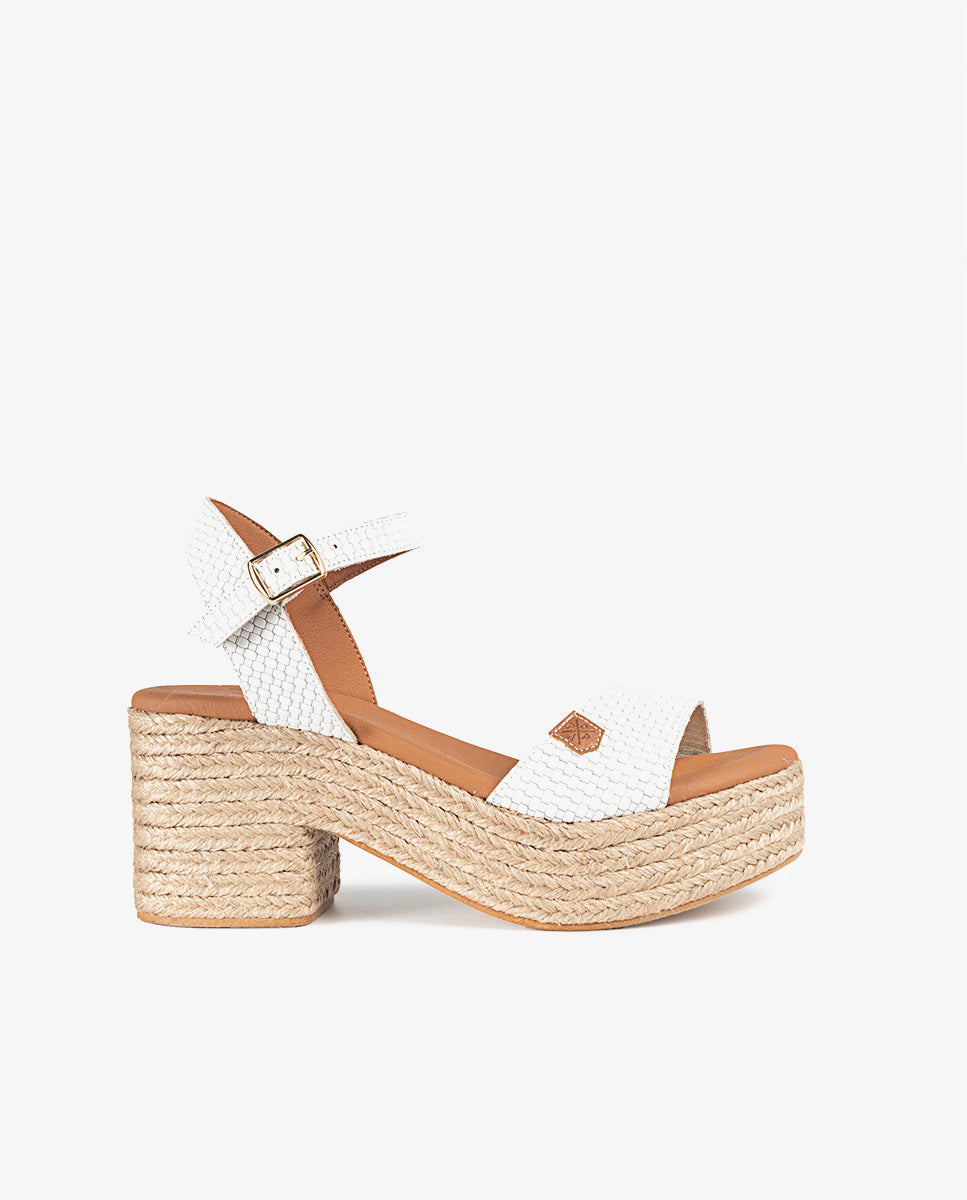 Wedge Heel Jute Arale Braided White with buckle