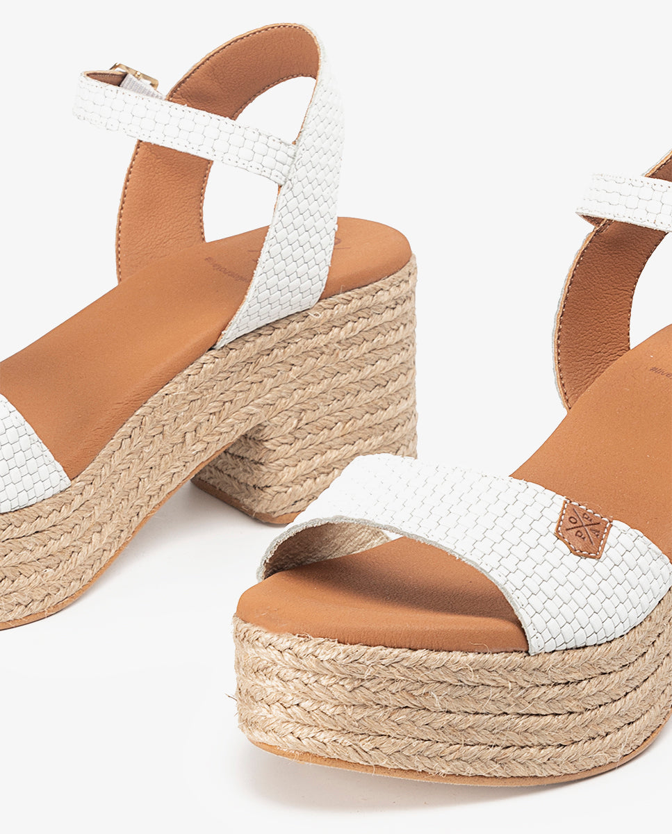 Wedge Heel Jute Arale Braided White with buckle