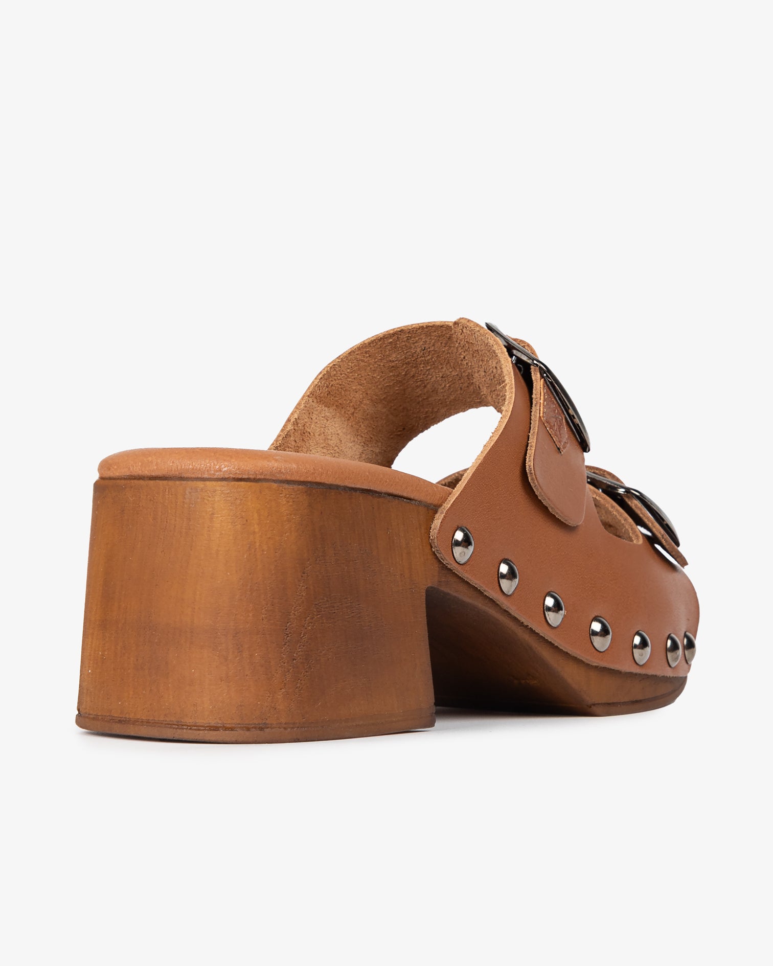Zueco Madera Tachas Yew Piel Cuero 35