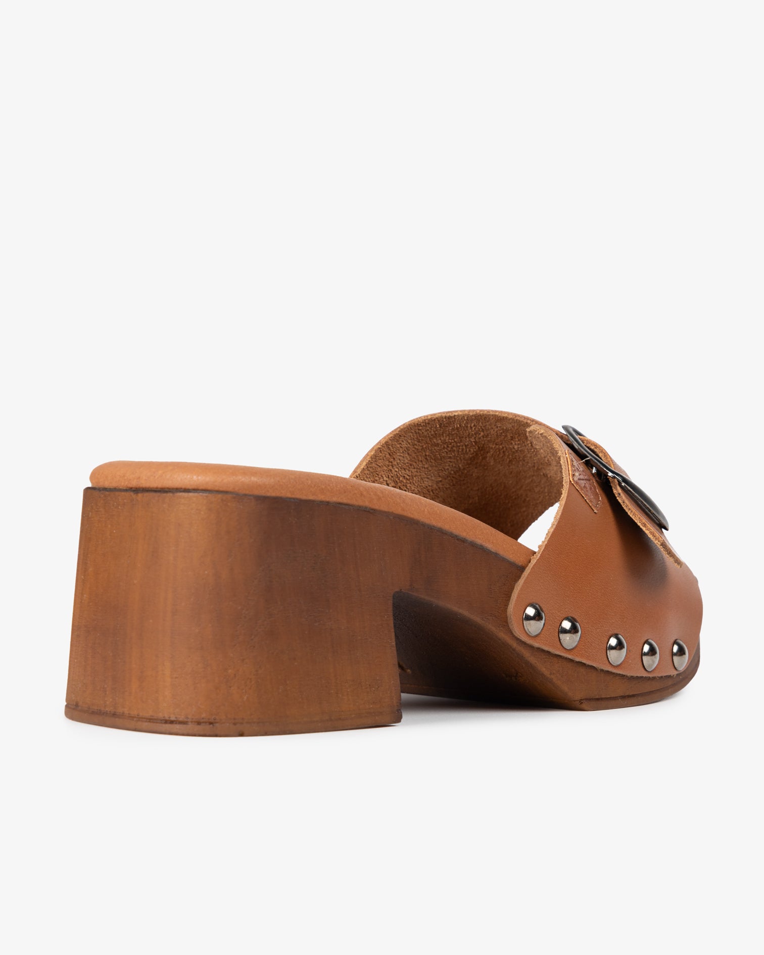 Sandalia Madera Tachas Ceiba Piel Cuero 35