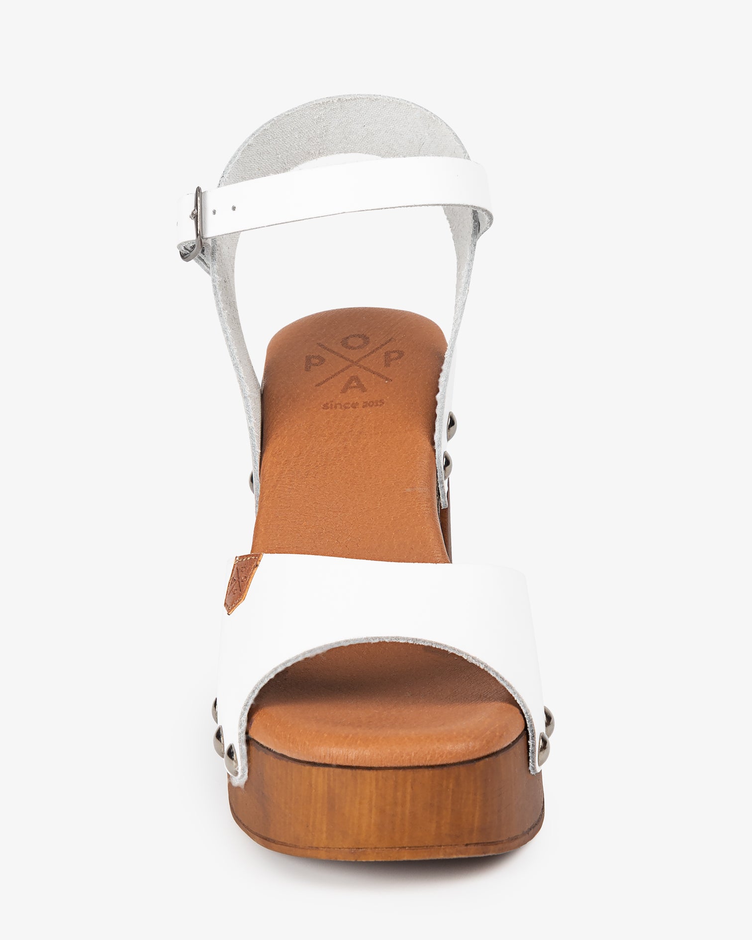 Sandalia Madera Tachas Willow Piel Blanco 35
