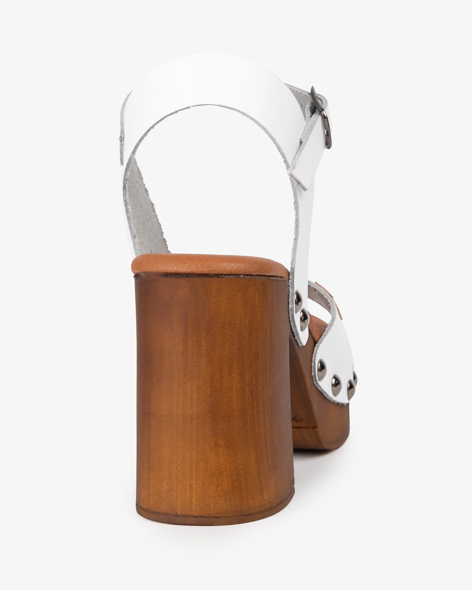 Sandalia Madera Tachas Willow Piel Blanco 35
