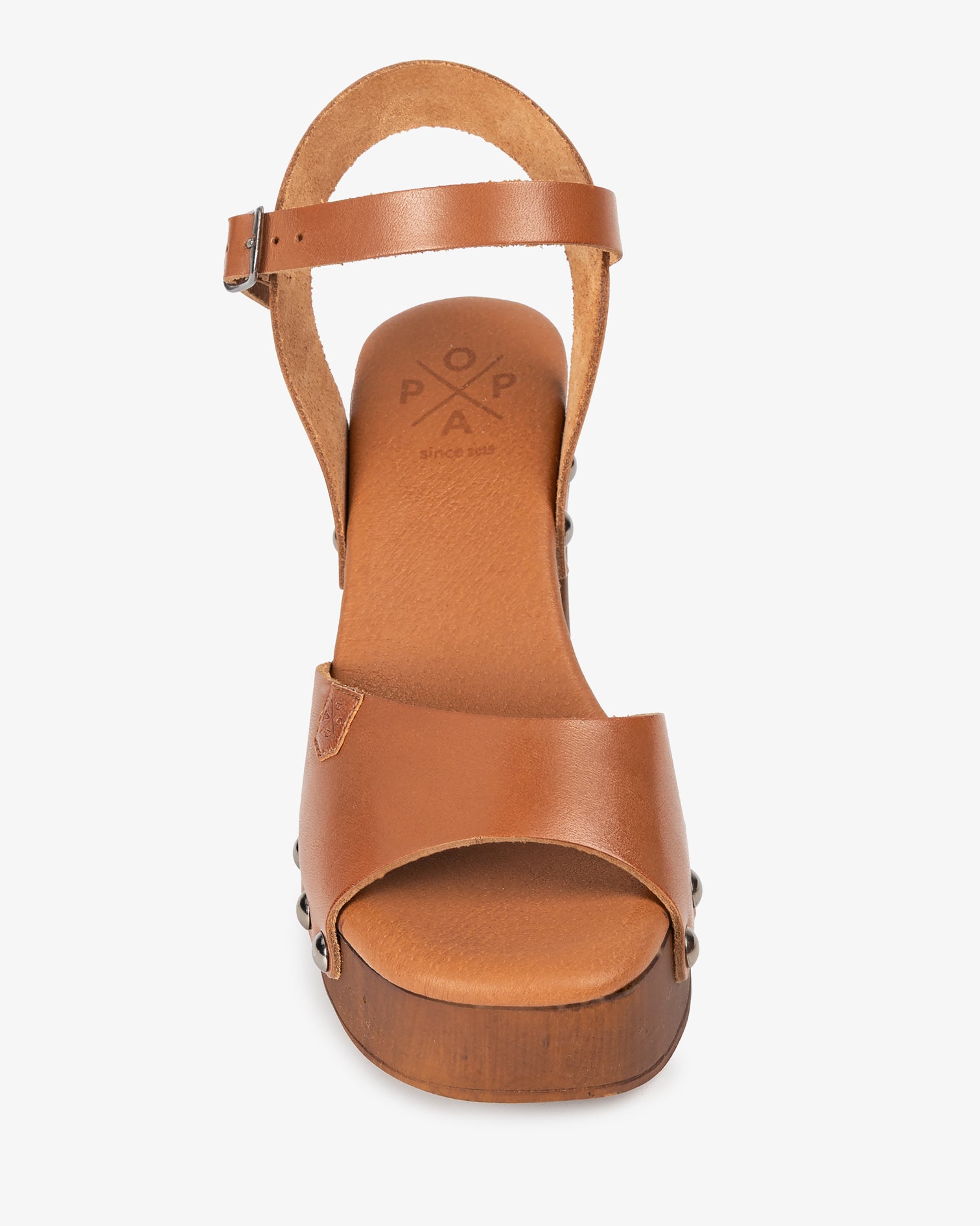 Sandalia Madera Tachas Willow Piel Cuero 35