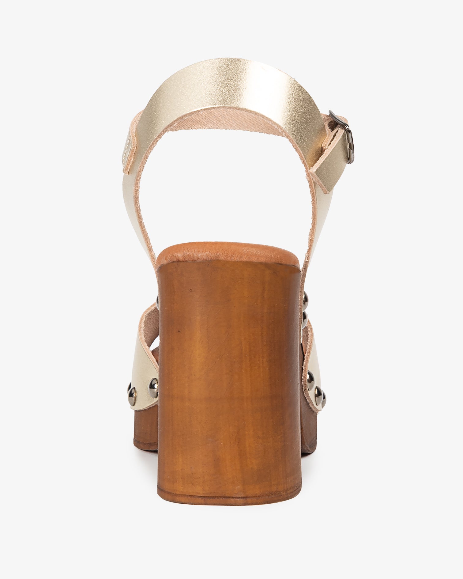 Sandalia Madera Tachas Willow Piel Oro 35