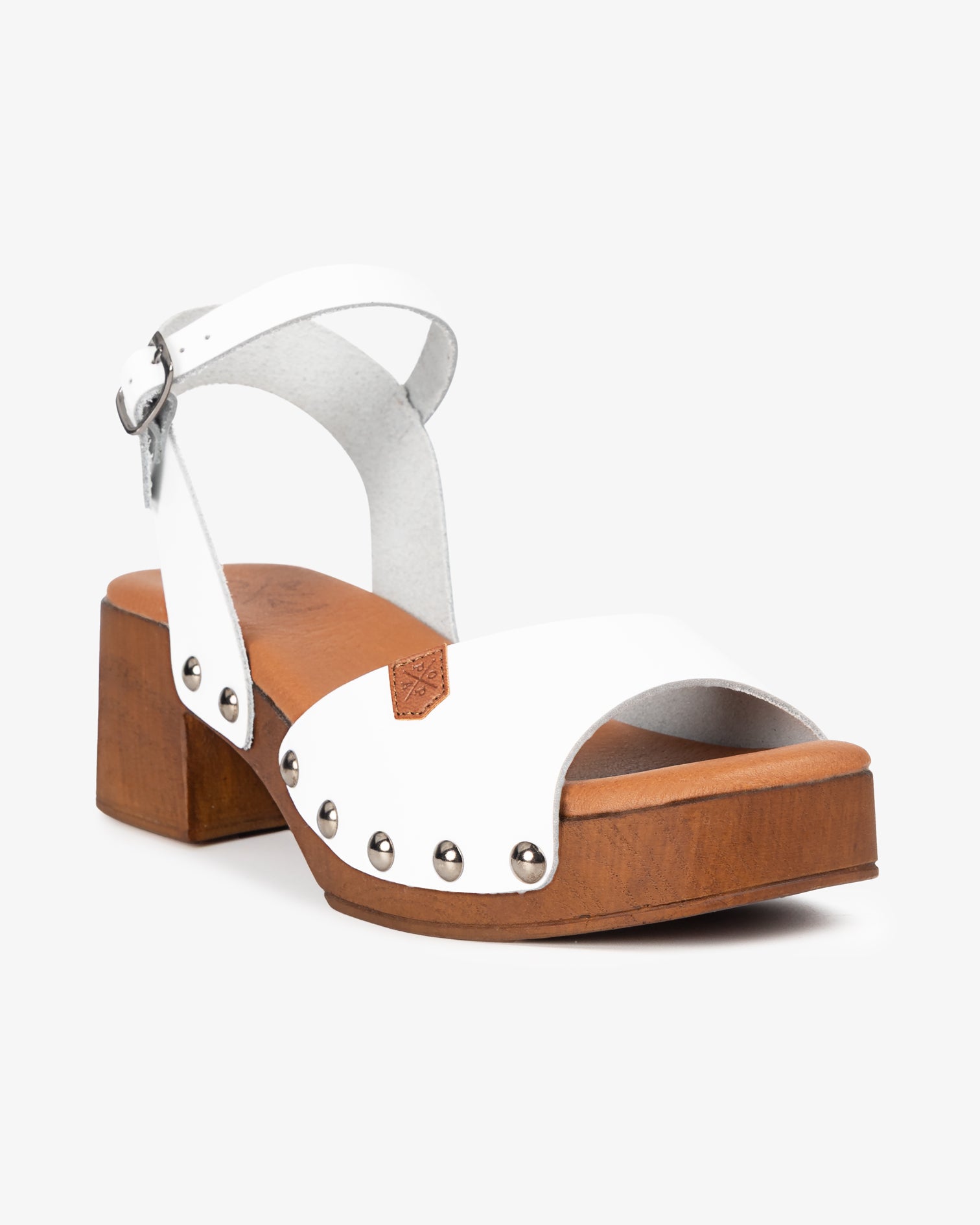 Sandalia Madera Tachas Mastic Piel Blanco 35