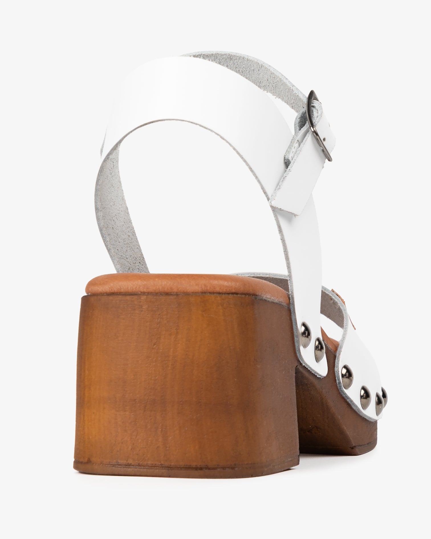 Sandalia Madera Tachas Mastic Piel Blanco 35