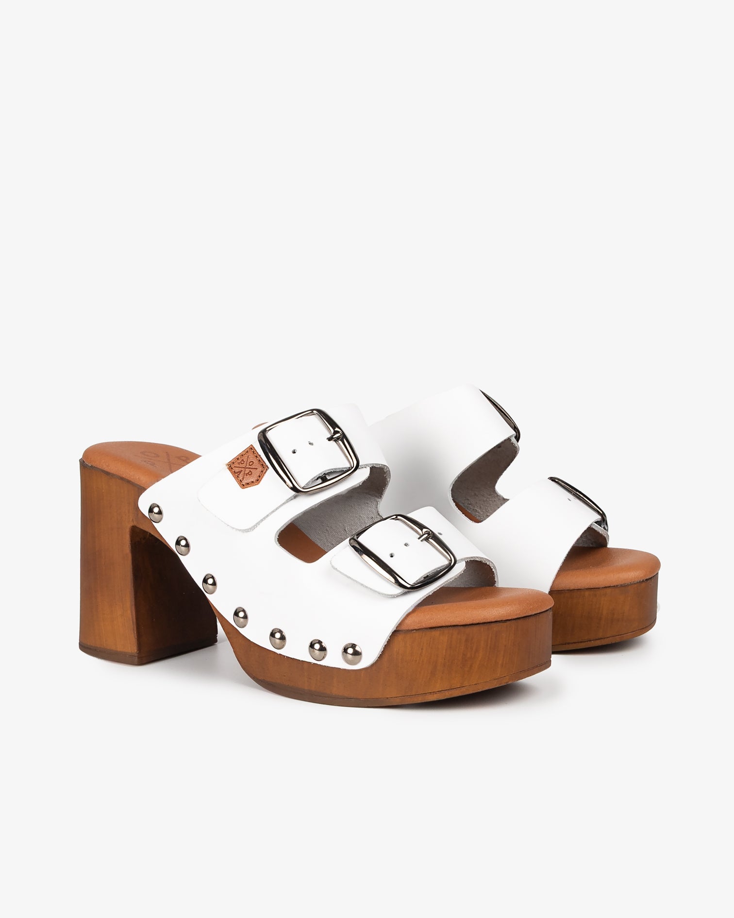 Sandalia Madera Tachas Alder Piel Blanco 35